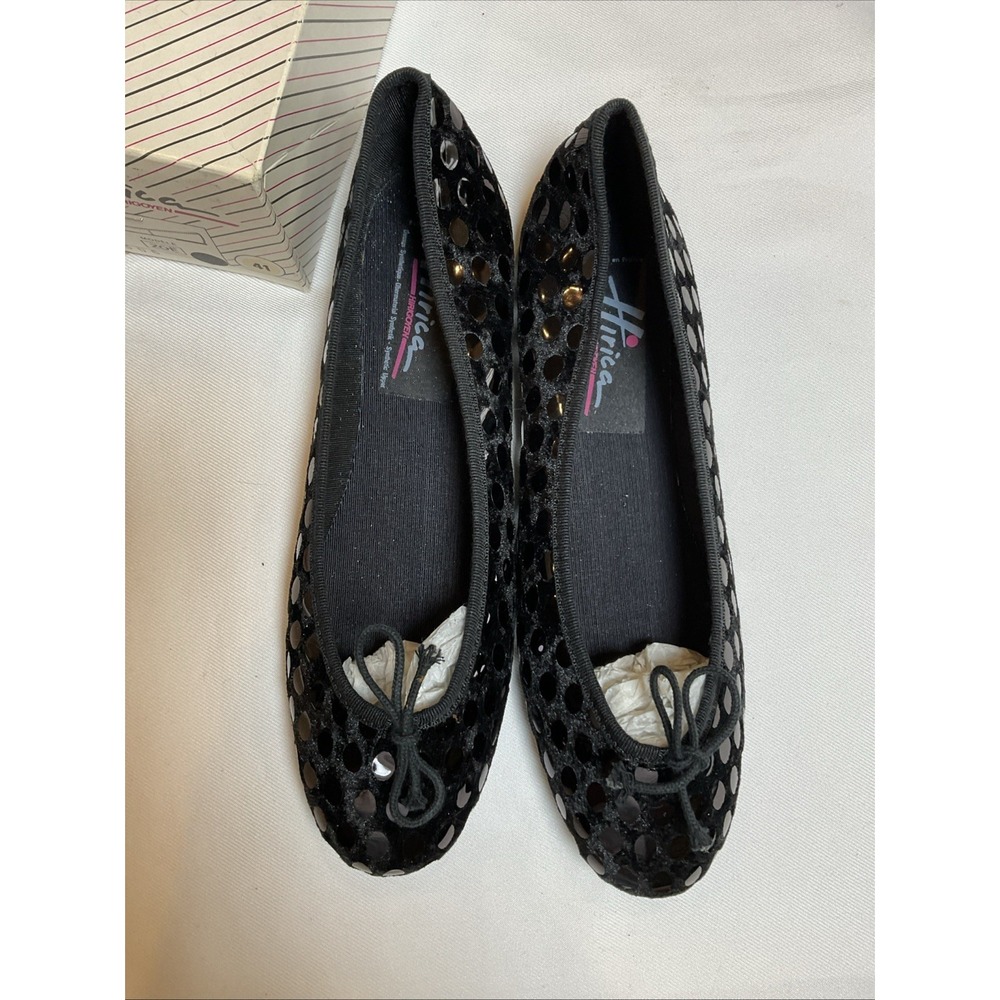 Hirica Zoe Black Dot Ballet Flat Made In France Vtg Coquette Cottage Sz 10 Mod - Picture 6 of 8